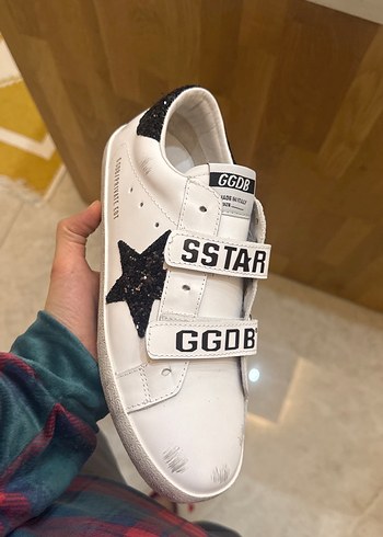 Beyaz Kadın Sneakers, Cırt Cırtlı, Yıldız Desenli - Görsel 4