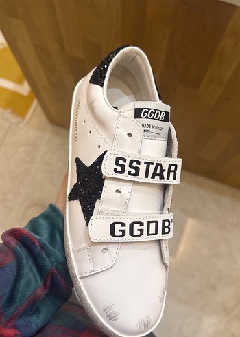 Beyaz Kadın Sneakers, Cırt Cırtlı, Yıldız Desenli - Görsel 2