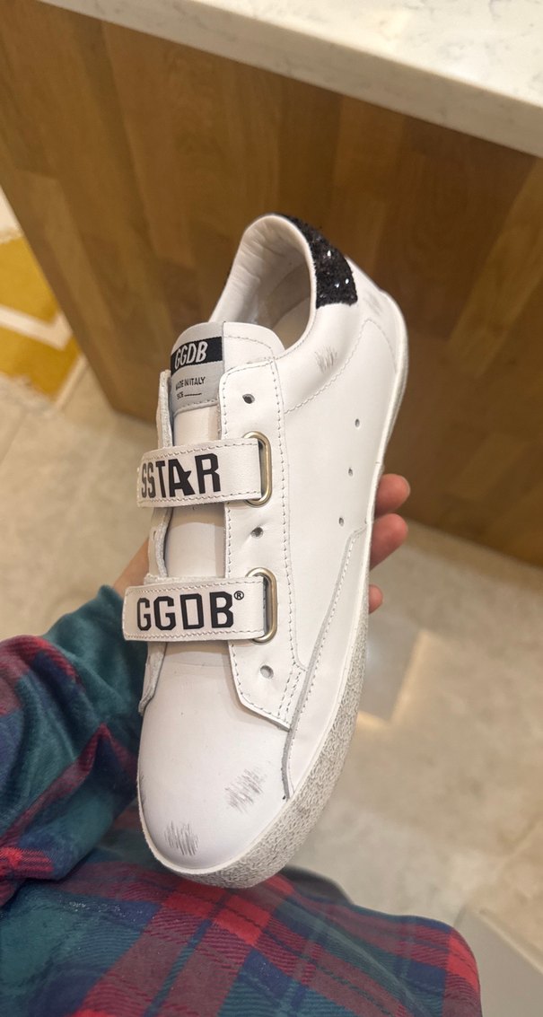 Beyaz Kadın Sneakers, Cırt Cırtlı, Yıldız Desenli - Görsel 3