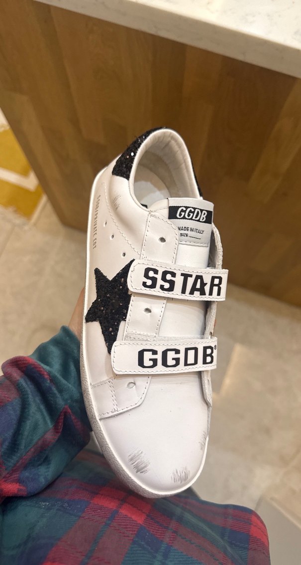 Beyaz Kadın Sneakers, Cırt Cırtlı, Yıldız Desenli - Görsel 2