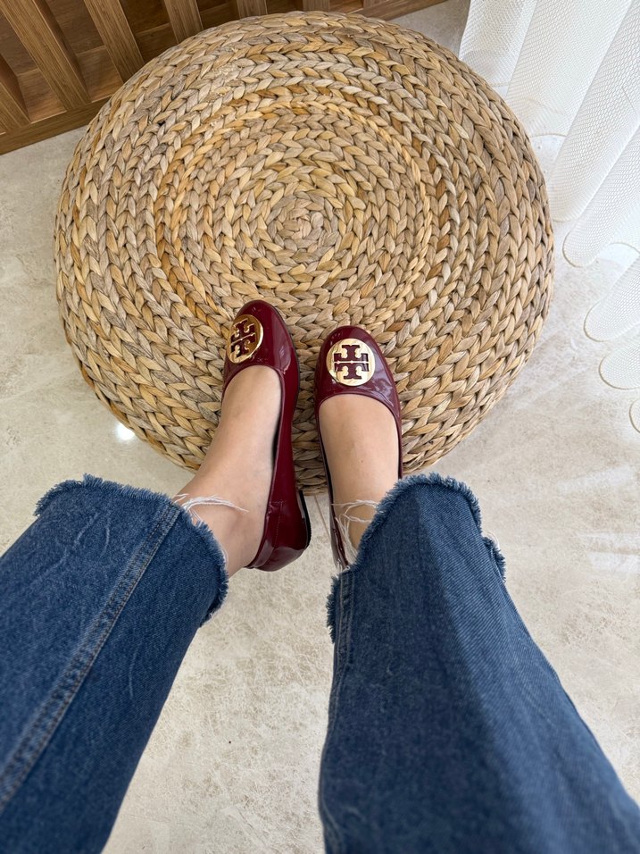 Bordo Parlak Dolgu Topuklu Bağlı Kadın Babet - Görsel 2