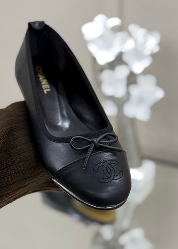 Siyah Chanel Fiyonklu Yüksek Topuklu Kadın Babet - Görsel 2