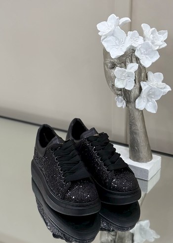 Siyah Simli Platform Spor Ayakkabı - Görsel 3