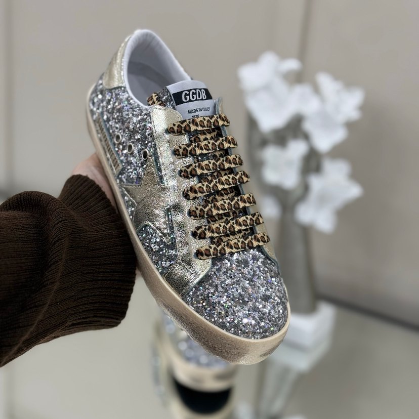 Gri Leopar Desenli Payetli Yüksek Topuklu Spor Ayakkabı - Görsel 2