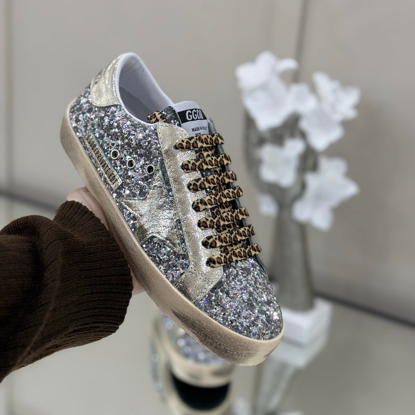 Gri Leopar Desenli Payetli Yüksek Topuklu Spor Ayakkabı - Görsel 3