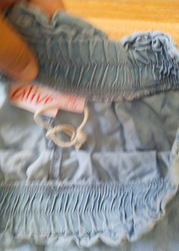 kiz Mavi Pilili Mini Denim Şort - Görsel 2