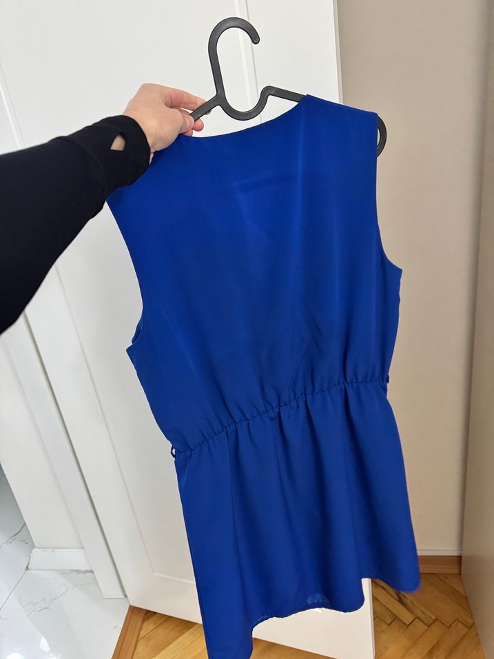 Şık Mavi Kolsuz Midi Elbise - Görsel 5