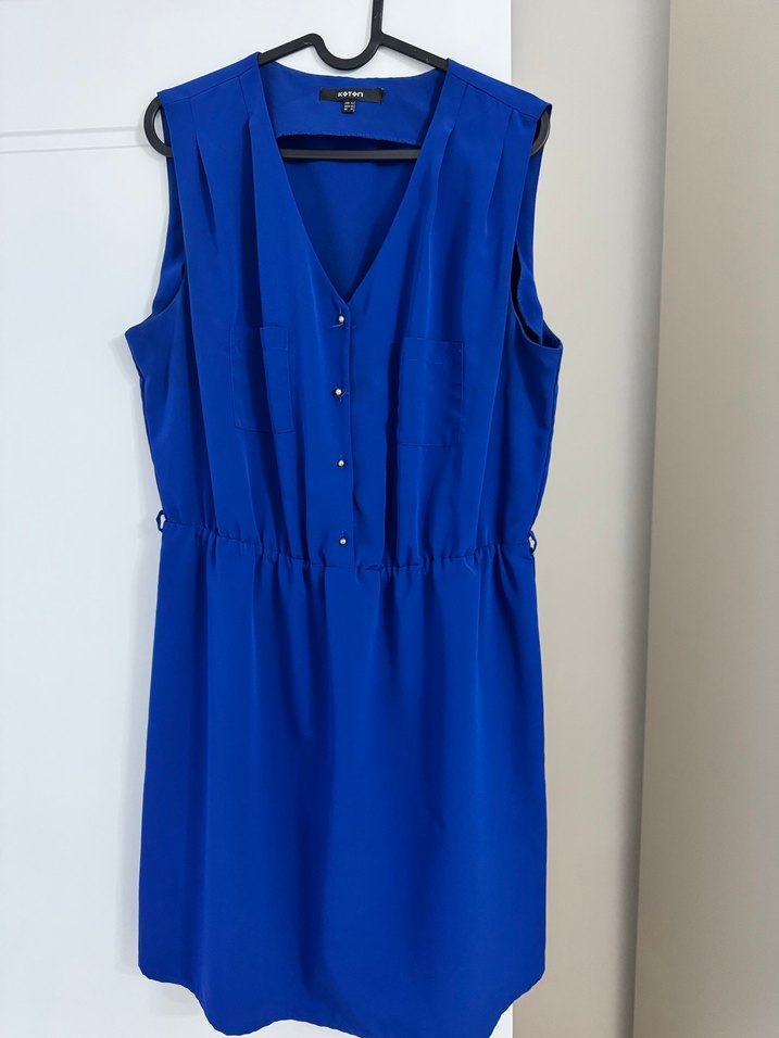 Şık Mavi Kolsuz Midi Elbise - Görsel 2