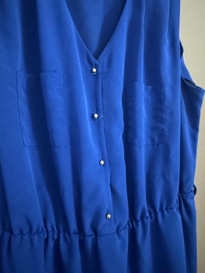 Şık Mavi Kolsuz Midi Elbise - Görsel 4