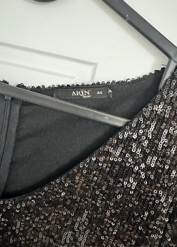 Siyah Payetli V Yaka Kadın Abiye Elbise - Görsel 4