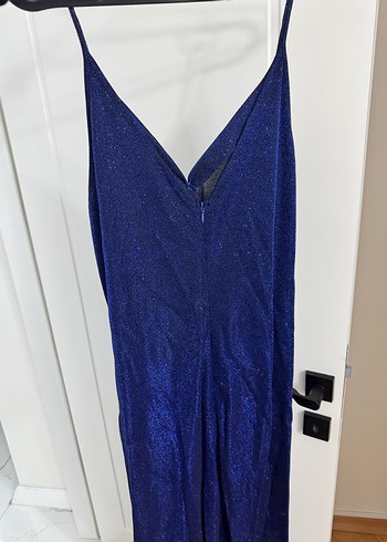 Drapeli Lacivert Uzun Abiye Elbise - Görsel 6