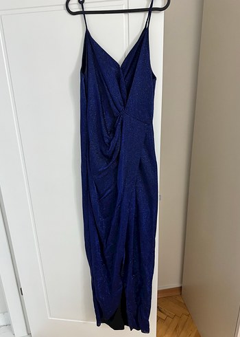 Drapeli Lacivert Uzun Abiye Elbise - Görsel 2