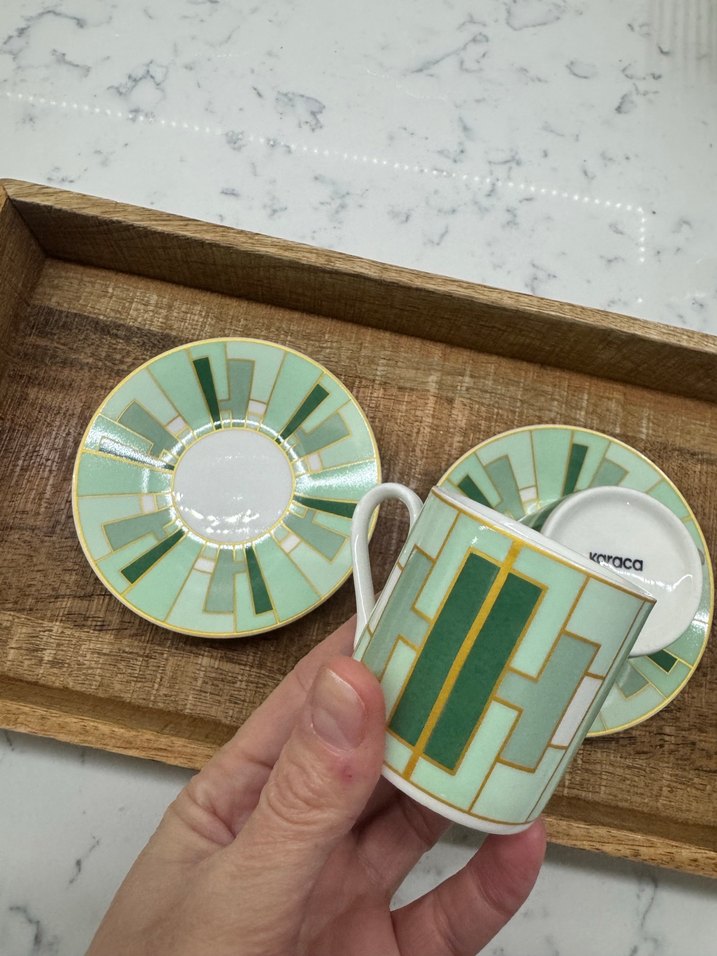 Karaca Kiva yeşil 2li fincan takımı - Görsel 4