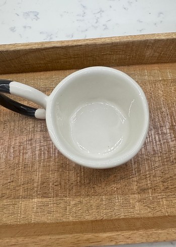 Beyaz Noktalı Siyah Kulplu Seramik Fincan - Görsel 4