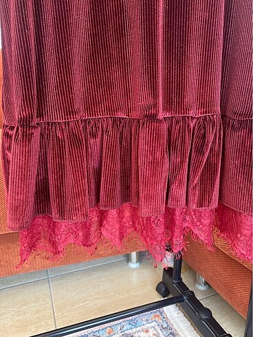 42 Beden Bordo Kadife Mini Elbise