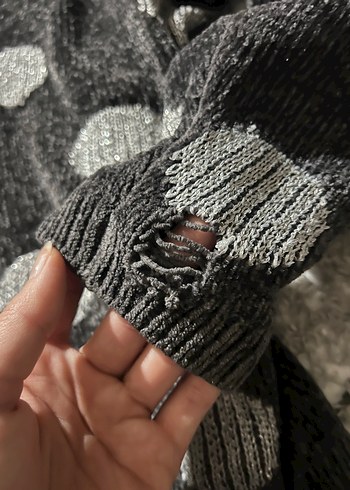 Gri Puantiyeli Triko Kadın Kazak - Görsel 3