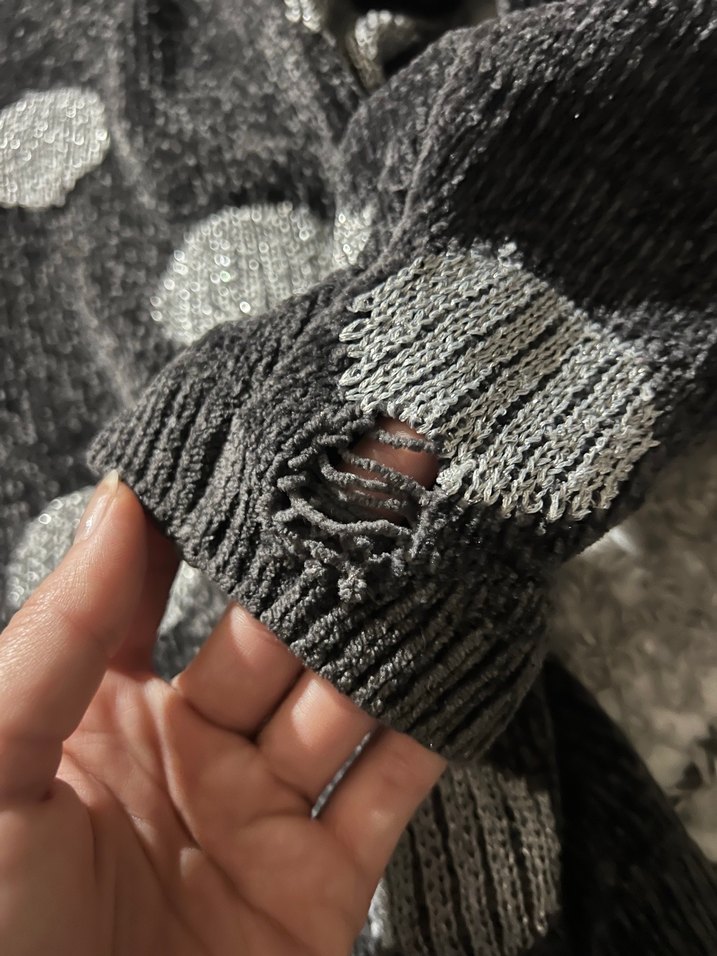 Gri Puantiyeli Triko Kadın Kazak - Görsel 3