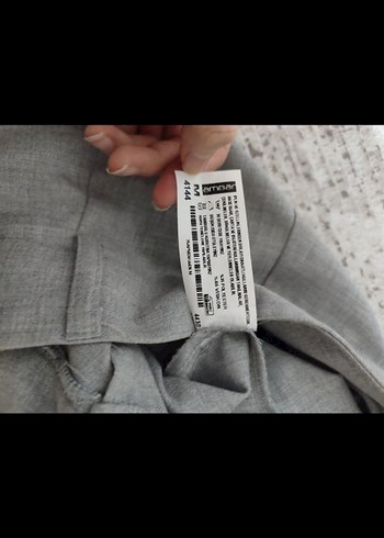 Ambar Gri Keten Midi Kadın Kumaş Pantolon - Görsel 2