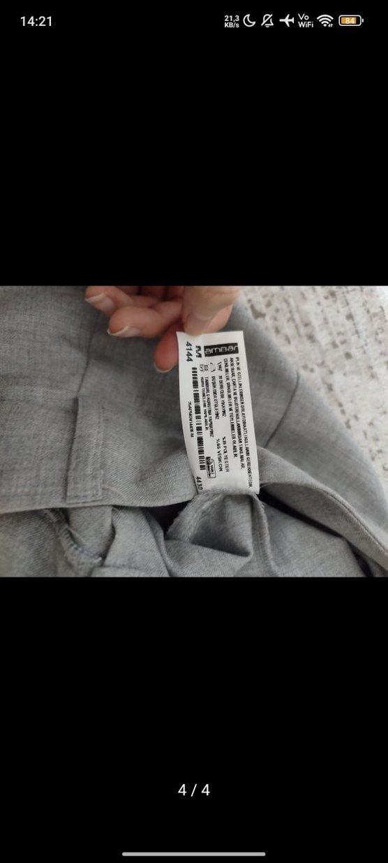 Ambar Gri Keten Midi Kadın Kumaş Pantolon - Görsel 2