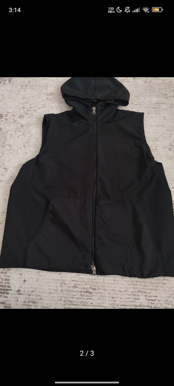 Siyah Kapüşonlu cift  Fermuarlı Kadın Yelek - Görsel 2