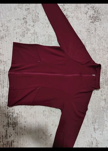 Bordo Fermuarlı Yüksek Yakalı Kadın Ceket - Görsel 2