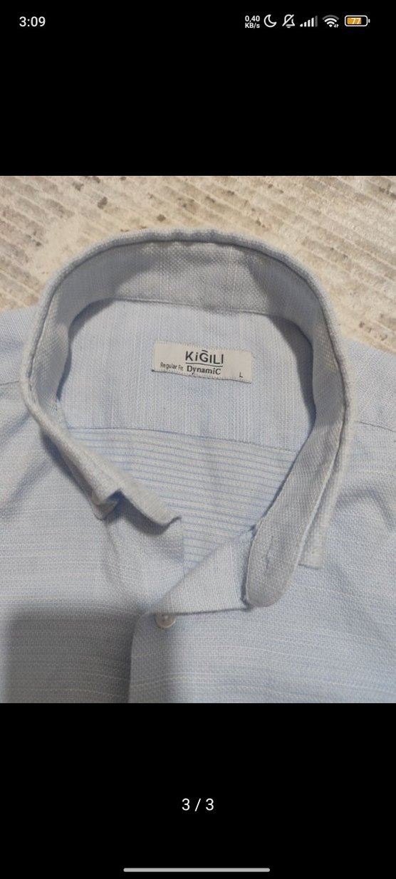 Gri Keten Kısa Kollu Erkek Gömlek Kiğılı - Görsel 3