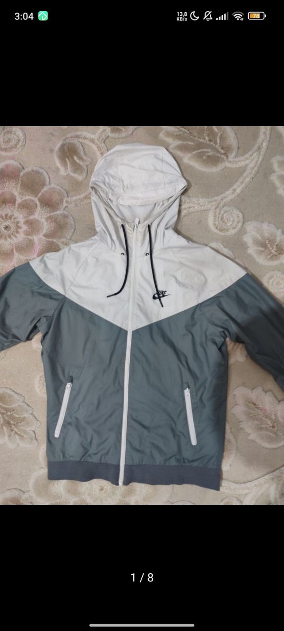 Gri Nike Kapüşonlu Erkek Rüzgarlık - Görsel 2