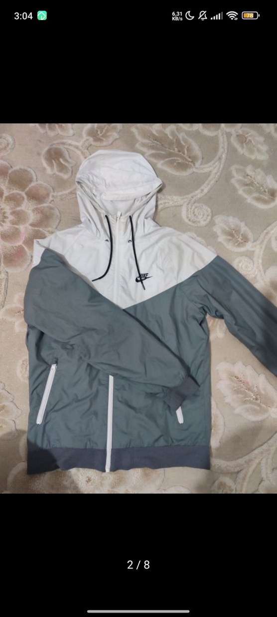 Gri Nike Kapüşonlu Erkek Rüzgarlık - Görsel 3