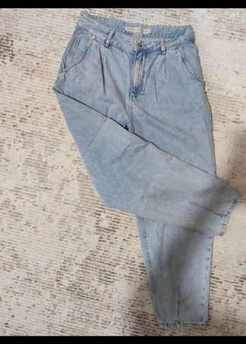 Pastel Mavi Rahat Kesim Kadın Kot Pantolon - Görsel 2