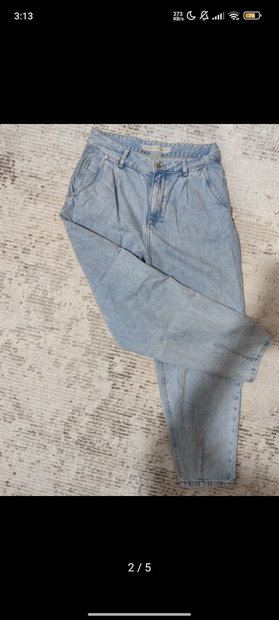 Pastel Mavi Rahat Kesim Kadın Kot Pantolon - Görsel 2