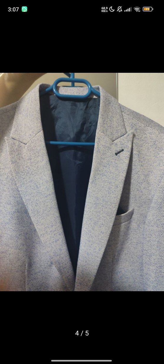 Erkek Gri Regular Fit Kruvaze Ceket - Görsel 4