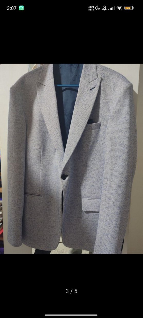 Erkek Gri Regular Fit Kruvaze Ceket - Görsel 3