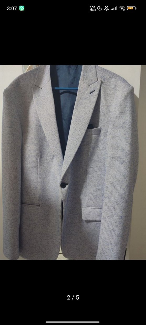 Erkek Gri Regular Fit Kruvaze Ceket - Görsel 2