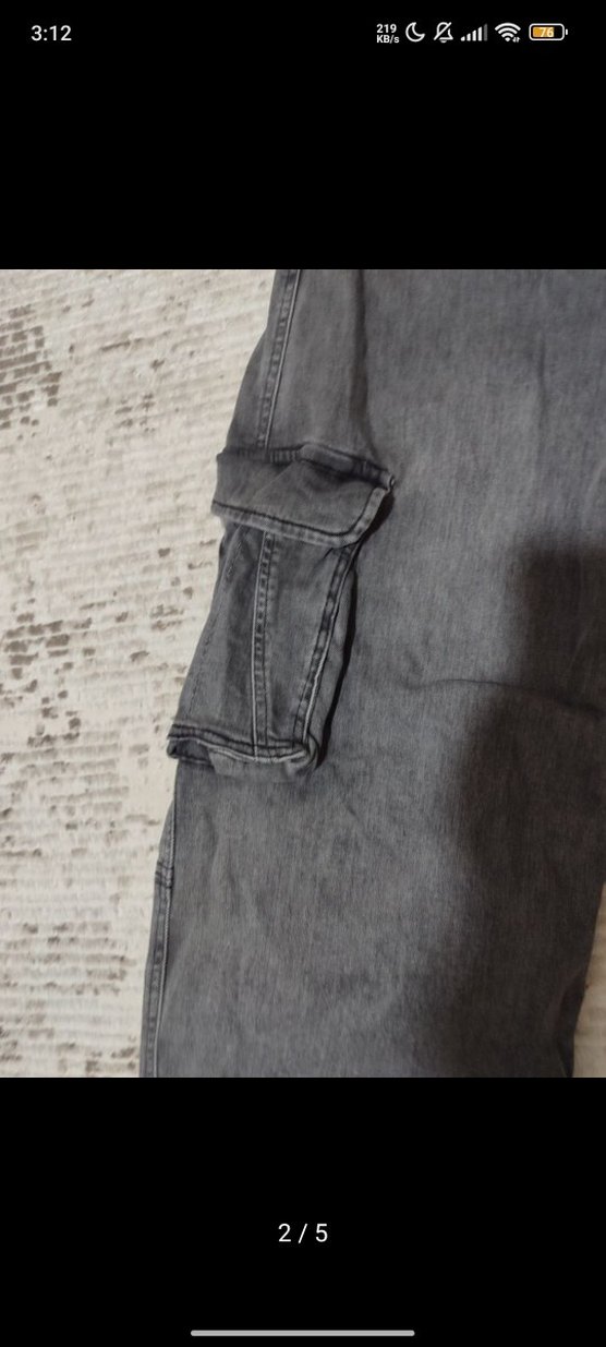 Gri Bol Kesim Kemerli Kadın Jean - Görsel 2