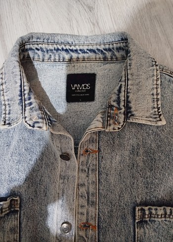 Düğmeli Mavi Denim Ceket - Görsel 4