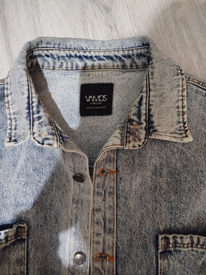 Düğmeli Mavi Denim Ceket - Görsel 4