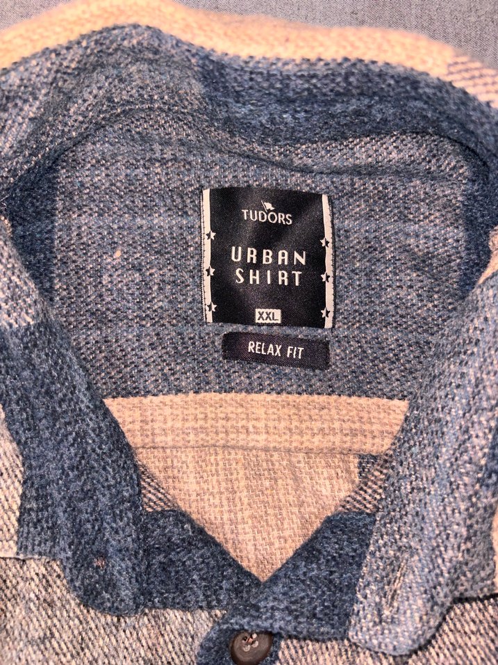 Düğmeli Kısa Kollu Gri Kahverengi Oversize Gömlek - Görsel 4