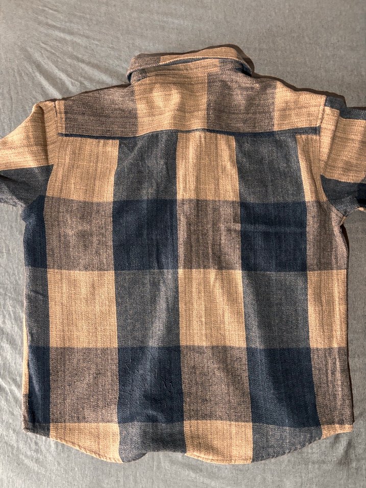 Düğmeli Kısa Kollu Gri Kahverengi Oversize Gömlek - Görsel 3