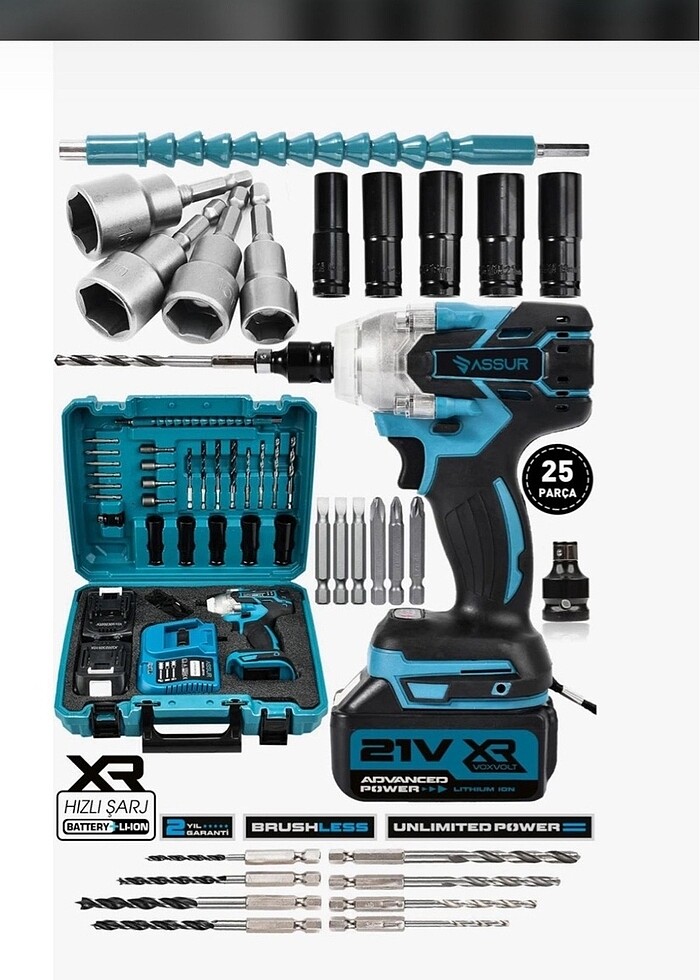 Assur Şarjlı Somun Sıkma/Vidalama set - Görsel 2