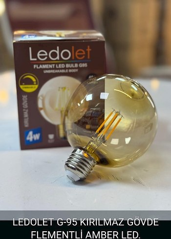 Ledolet Amber LED Ampul G-95 Kırılmaz Gövde