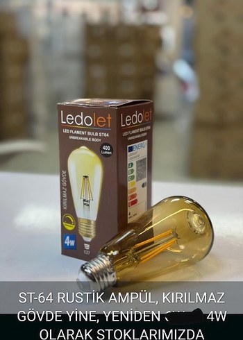 Ledole ST-64 Rustik Kırılmaz Ampul 4W