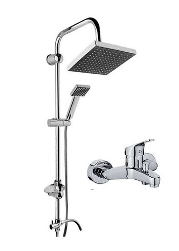 Kare Robot Krom Duş Seti ve Banyo Bataryası