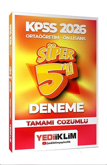 Yediiklim Yayınları 2026 KPSS Ortaöğretim-Önlisans Genel Yetenek
