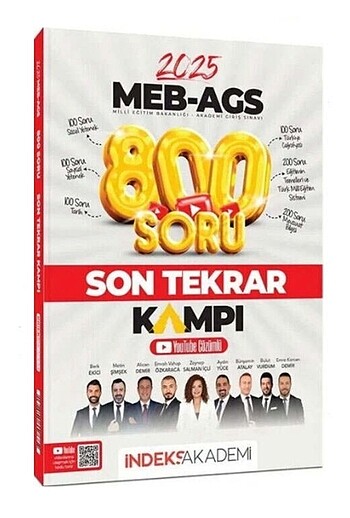 İndeks Akademi 2025 MEB-AGS Tüm Dersler Son Tekrar Kampı 800 Sor