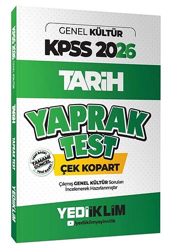 2026 KPSS-AGS Genel Kültür Tarih Çek Kopart Yaprak Test