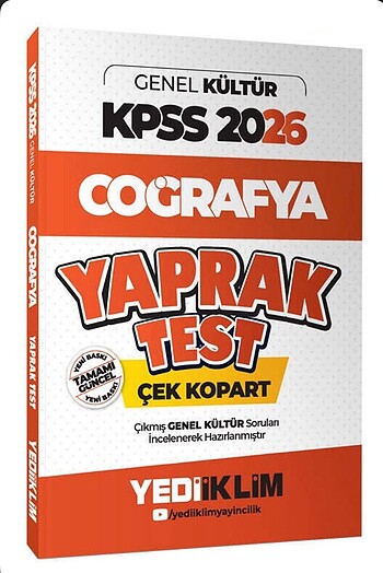 Yediiklim Yayınları 2026 KPSS-AGS Genel Kültür Coğrafya Çek Kopa