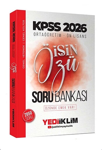 Yayınları 2026 KPSS Ortaöğretim-Önlisans İşin Özü Tek Kitap Soru