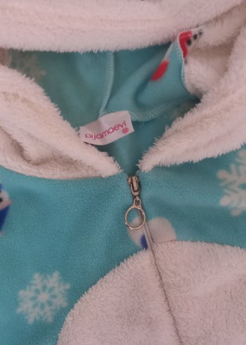 Standart Beden Beden Kız Çocuk Mavi Baskılı Polar Tulum Pijama