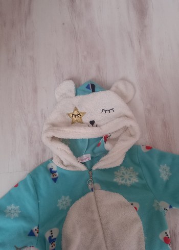 Diğer Kız Çocuk Mavi Baskılı Polar Tulum Pijama