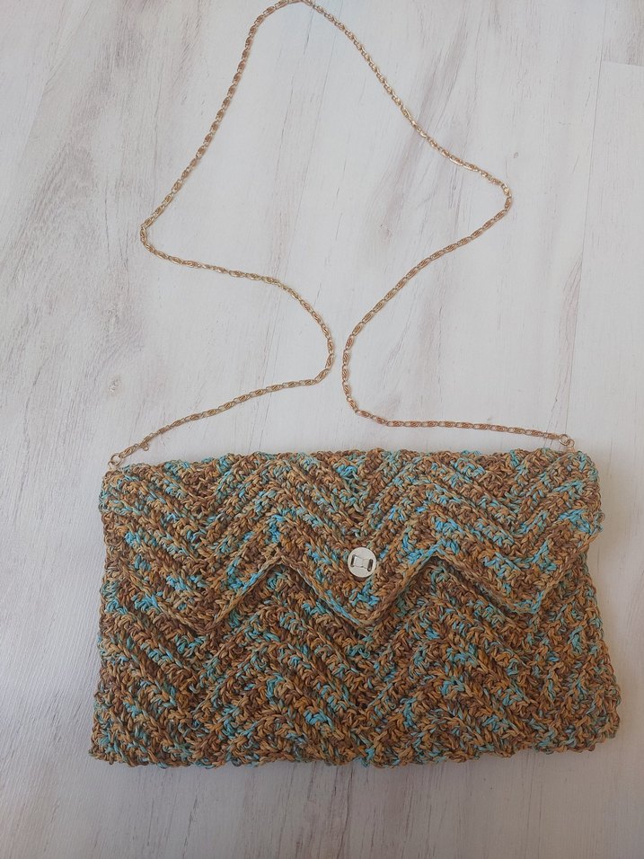 Renkli Örgü kağıt ip Kadın Portföy Çanta - Görsel 2